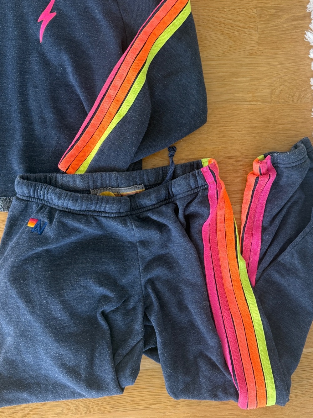 Aviator Nation Navy Sweatshirt with Neon Pink Lightning Bolt - Picture 3 of 5